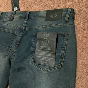 VGB Vintage Genes Black Jeans Mens 37x29 Slim Fit French Terry Denim NWT